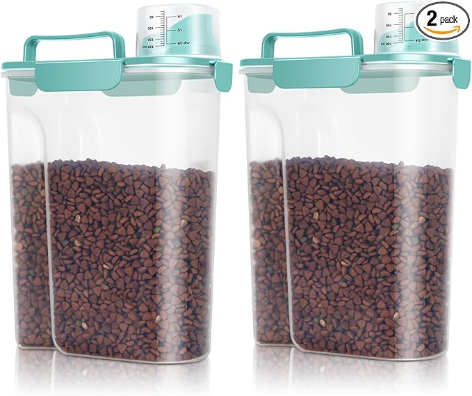 TBMax Pet Food Storage Containers 2 Pack 10 to 14 Lbs Airtight Dog Food Container Dispenser with Large Spout & Portable Handle, Travel Dog Treat Cat Food Storage Bin Bird Seed Container