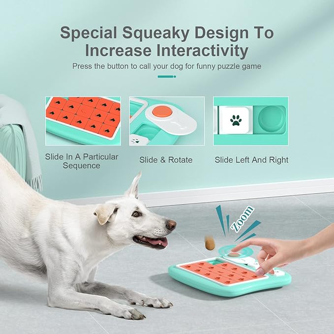Dog Puzzle Toys,Interactive Treat Puzzle Dog Toy for IQ Training & Mental Stimulating,Treat Puzzle Dispensing with Squeaky Design for Large Medium Small Smart Dogs