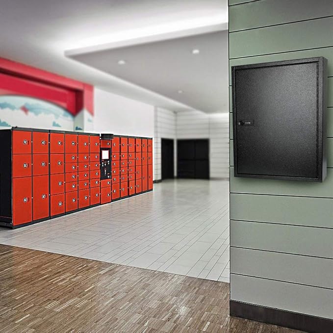 KYODOLED 100Keys Key Cabinet Organizer, Key Lock Box Wall Mount with Code, Large Keys Storage Combination Lock Box for Home, Office, Business Management,17"x 12.99" x 3.26" (Black,100 Key)