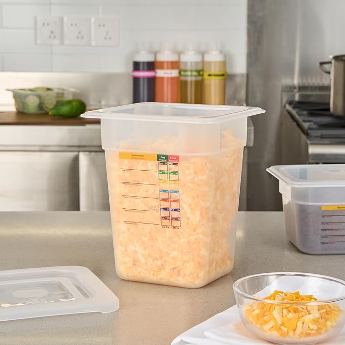 Restaurantware Food Pans Pack of 10 Plastic Square Food Containers 1/6 Size with Traceability Label, Storage Containers Dishwashable Hot Cold Friendly for Restaurants Buffet Commercial Use