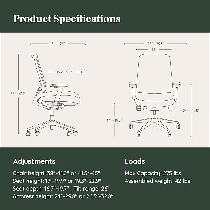 Branch Ergonomic Chair Pro - Mesh Office Chair with 14 Points of Adjustment - Height, Depth & Tilt Adjustable - 5D Armrests - Forward Tilt, Smooth Recline, and Lumbar Support - Spark