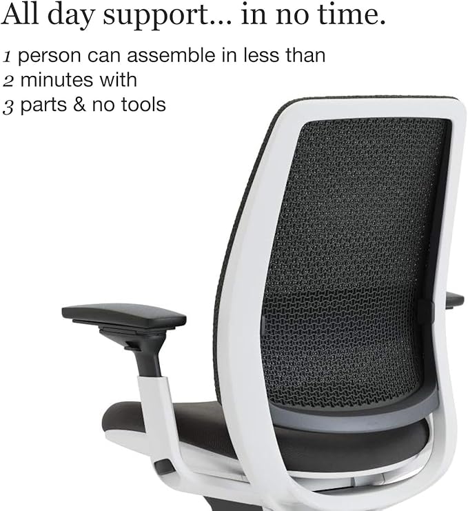Steelcase Series 2 Office Chair - Ergonomic Work Chair with Wheels for Carpet - with Back Support, Weight-Activated Adjustment & Arm Support - Adjustable Rolling Chairs for Desk - Graphite