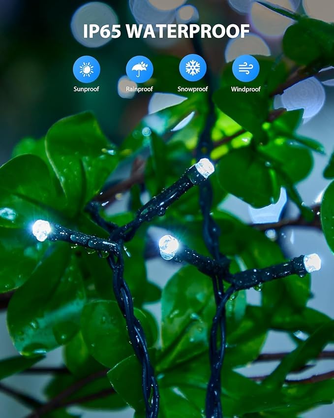 Brightown 2 Pack Solar Christmas String Lights Outdoor, Total 144Ft 400 LED Twinkle Fairy Lights Waterproof with 8 Modes Auto On/Off for Patio Tree Garden Party Home Wedding Decorations (Cool White)