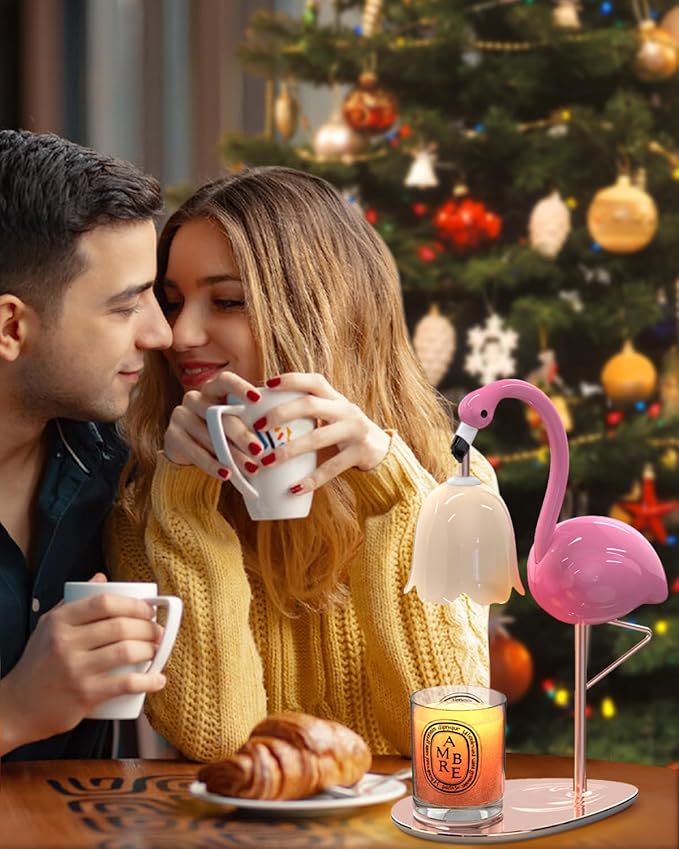 CODOGOY Fragrance Candle Warmer Flamingo Lamp with Timer, Dimmable, Halogen, Polished, Pink, for Home Decor 6.69 x11 x15.35 in