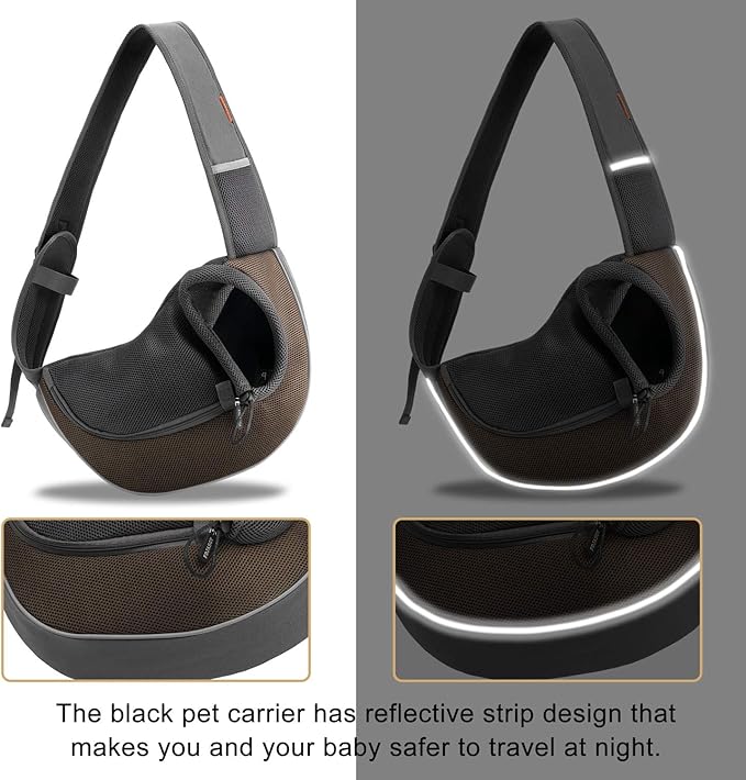 FDJASGY Pet Sling Carrier for Small Dogs Cats,Breathable Mesh Travelling Hand Free Puppy Backpack with Pouch and Adjustable Strap Carrier