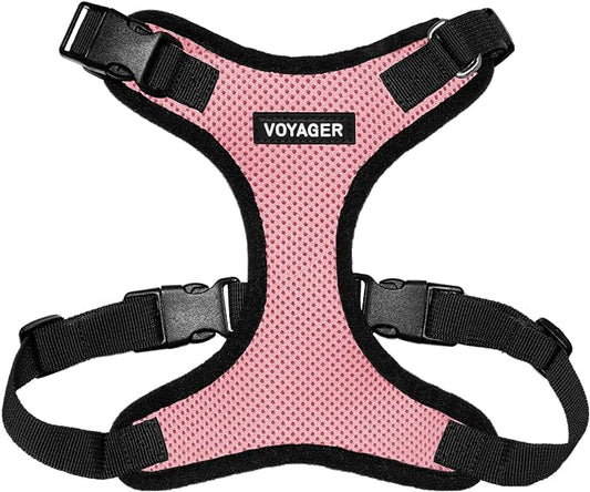 Voyager Step-in Pet Harness - All Weather Mesh, Adjustable Step in Harness for Cats and Dogs by Best Pet Supplies - Pink/Black Trim, XS