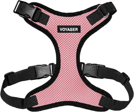 Voyager Step-in Pet Harness - All Weather Mesh, Adjustable Step in Harness for Cats and Dogs by Best Pet Supplies - Pink/Black Trim, S