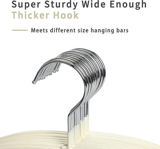 TOPIA HANGER Metal Hangers 20 Pack, Adult Clothes Hangers Space Saving & Non Slip Rubber Coated, Heavy Duty Wire Hanger for Coat,Shirt,Strap Dress,Ivory-CT12I