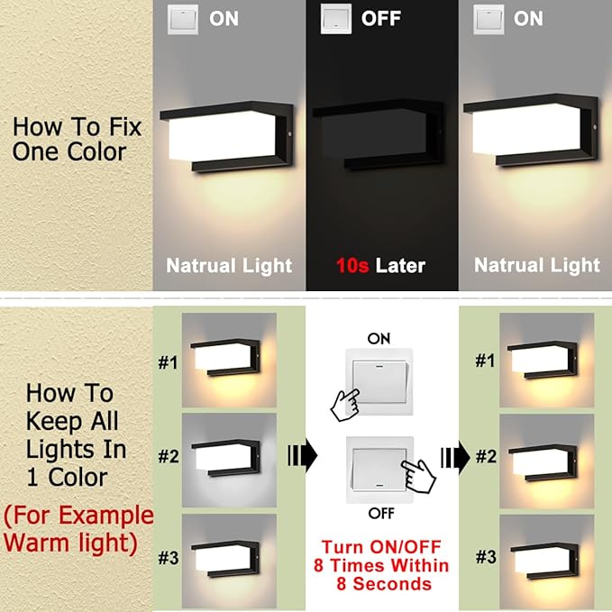 Sytmhoe Outdoor Lights Wall Mounted,Modern LED Sconce Outside Wall Lamp, 3 Colors 24 Watts Outdoor Lights for House Corridor Porch Garage Cafe Villas Hotel Lighting