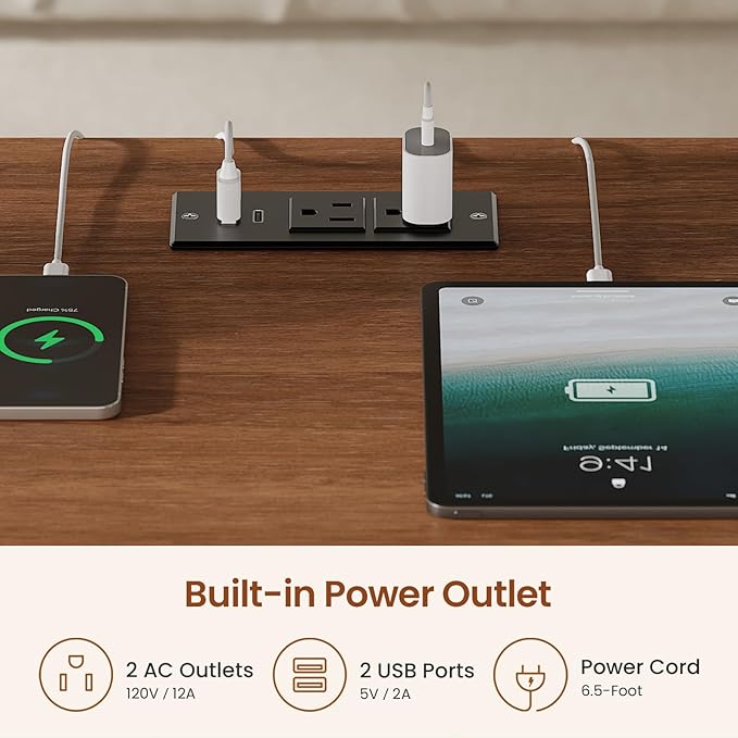 SEDETA 47.2" Electric Standing Coffee Table with Storage, Farmhouse Lift Top Coffee Table with Drawers and Open Shelves, Height Adjustable Tables with Power Outlet, for Living Room, Brown