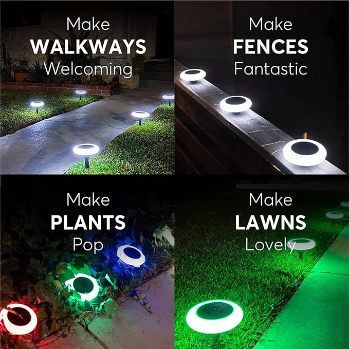 Colorful Pathway Solar Light (6 Lights) Decorative Weatherproof Auto On/Off Outdoor Lights - Decorate Your Garden, Landscape, Patio, Pool, Yard with Ultra-Bright LED Light