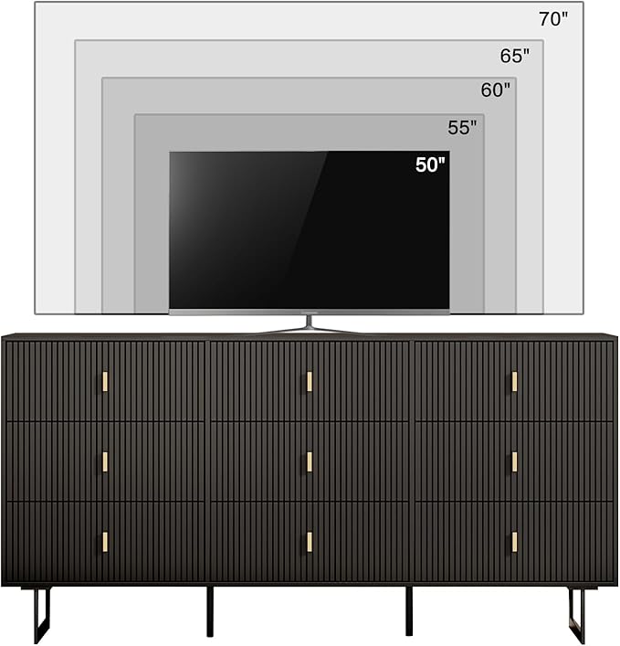 Modern Chest of Drawers with 9 Drawers,Deep Drawers,Clothes Organizer,Large Storage Cabinet for Living Room, Bedroom,Hallway,with Anti-Tipping Device,Matte Black