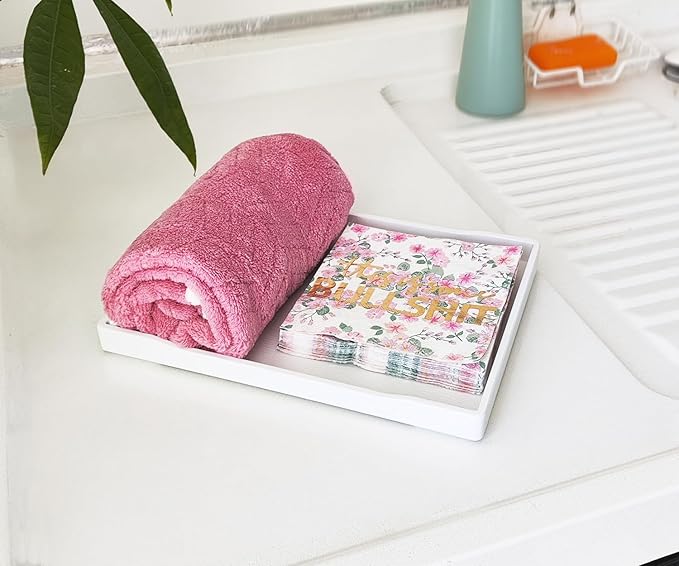 Small White Serving Tray (9.5 x 7 inch) for Serving Accessory, Drinks, Spa, Coffee, Wine, Tea, Bar, Party, Seasoning, Perfume and Display Use.