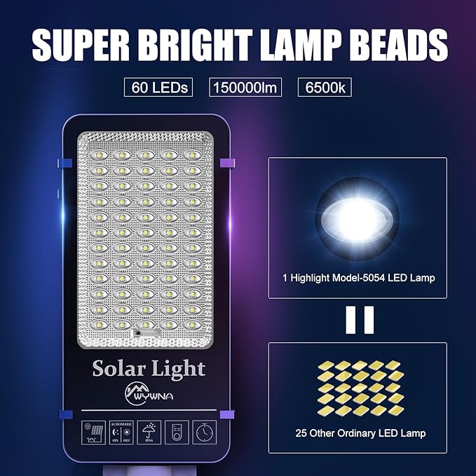 10000W Solar Street Lights Outdoor - 6500K Parking Lot Lights Commercial Dusk to Dawn, Heavy Duty Split Type LED Solar Street Light Remote Control, Street Light for Yard/Driveway