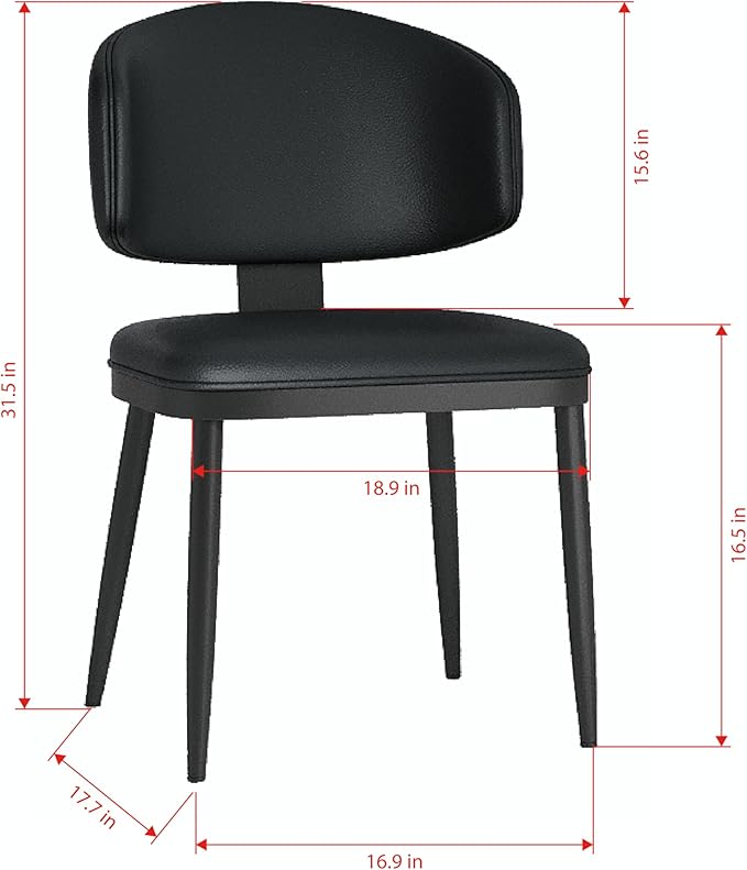Dining Chairs Set of 2, Modern Faux Leather Dining Metal Legs for Living Kitchen Dining Room