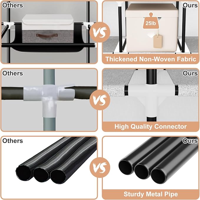 VTRIN Portable Closet for Hanging Clothes 67 Inch Wide Large Capacity Portable Wardrobe Closet with Cover, 4 Storage Shelves and 4 Hanging Rod Sturdy Free Standing Closet for Bedroom, White