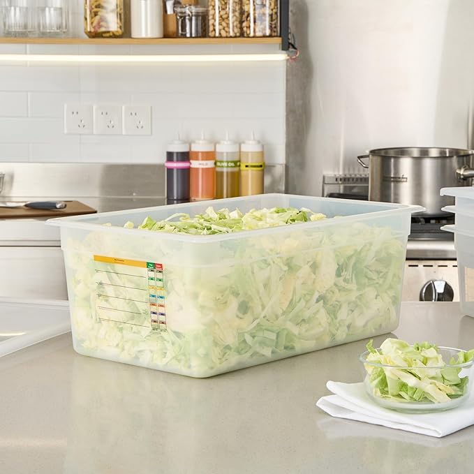 Restaurantware Food Storage Container 1 Pack of 20.7 x 12.6 x 7.8 Inches Plastic Stackable Storage Box White Reusable Label Container Dishwasher Safe For Restaurants And Kitchens