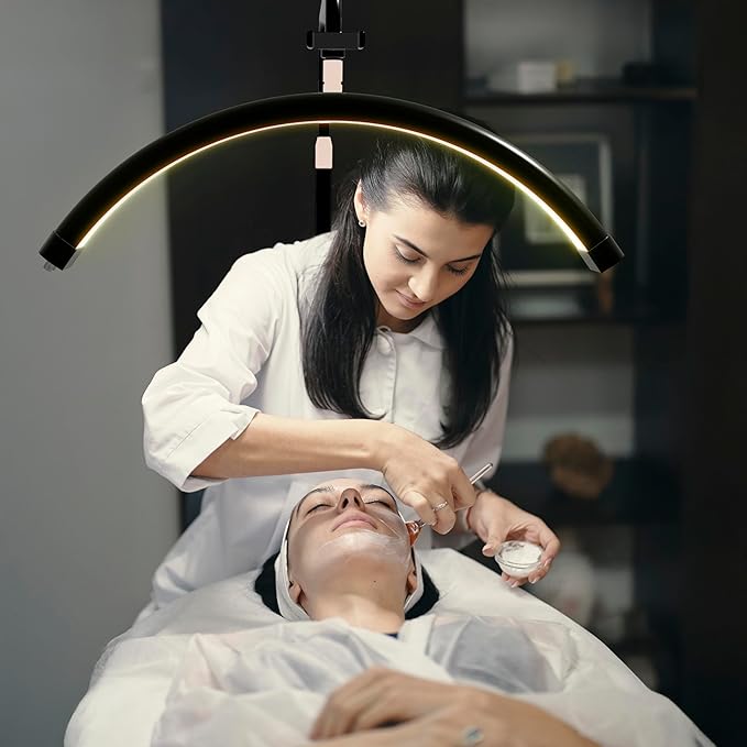 Hi_friend 28 inch Half Moon Lamp, Portable Esthetician Lash Light for Lash Tech, Bright Eyelash Extension Arched LED Floor Light, Lashing Lamp for Beauty, Skincare, Lashes