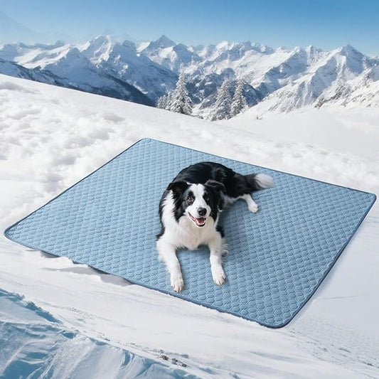 Soulbond Cooling Mat for Extra Large Dogs - 60"x80" Washable Cooling Pad for Puppy, QMAX>0.3, Anti-Slip Bottom, Portable Summer Cool Kennel Bed Pad for Outdoor/Indoor/Cars/Travel Use, Ocean Blue