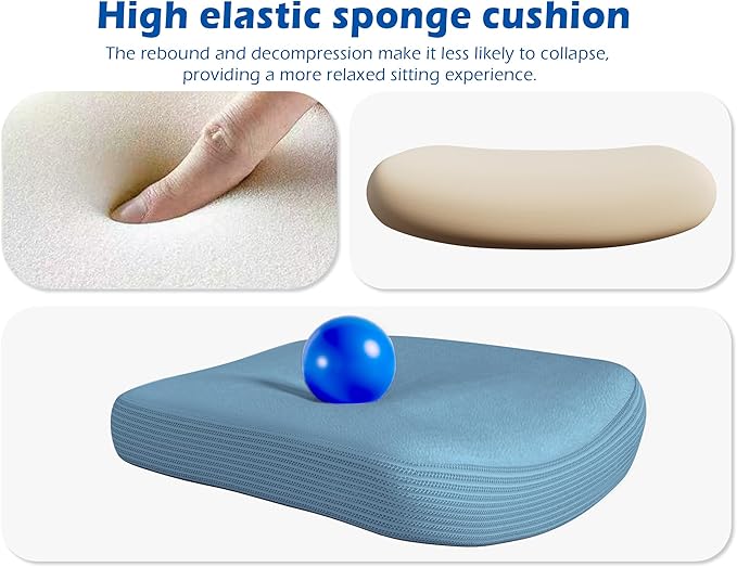 TRALT Ergonomic Office Chair - Desk Chair with Adjustable Lumbar Support Computer Chair - Mesh Comfy Chair with Flip-up Armrests - Gaming Chairs for Adults Home Office (PU Leather, Sky Blue)