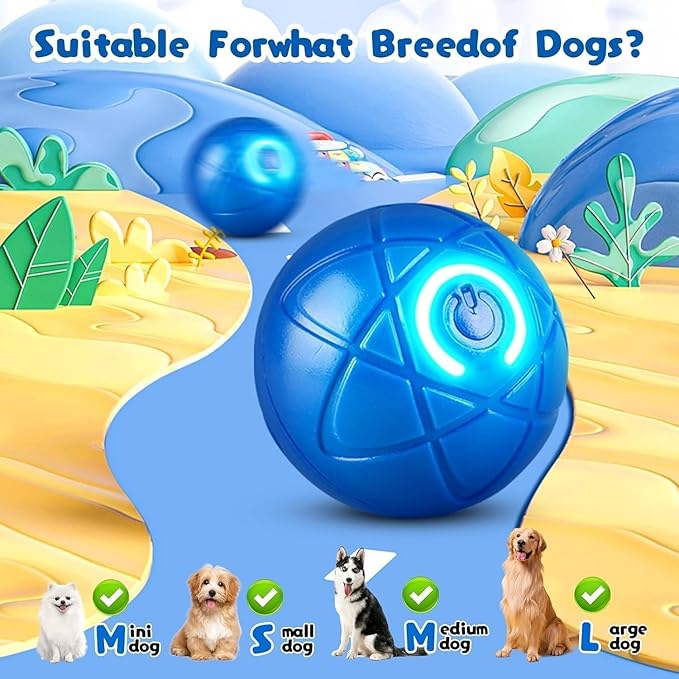 2 Pcs Shaky Ball Toy for Dogs, 2025 New Vibrating Dog Balls, Smart Jumping Ball Toy, Interactive Dog Balls, Automatic Rolling, Keep Them Busy, Suit for All Dogs(Orange+Blue)