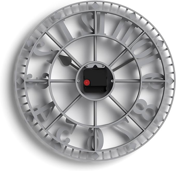 NEWGATE® Warehouse Wall Clock | Skeleton Clock | 16 inch | Clockwork Gray with Black Hands | Contemporary Vintage Style for Kitchen, Living Room or Office