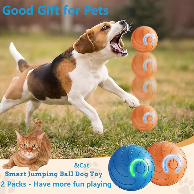 Smart jumping ball for dogs & Cats Duraspin Dog Bouncing Ball Random Path Electric Automatic Moving and Rolling Pets Toy Interactive Jumping Vibrating Bouncing Balls for Puppy Toys（1Pack，Orange）