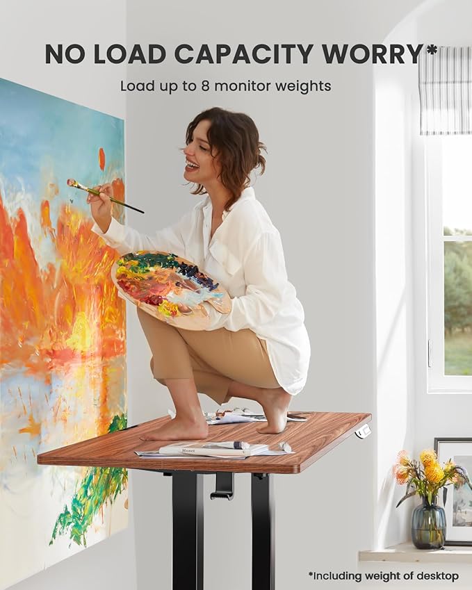 ErGear Height Adjustable Electric Standing Desk, 63 x 28 Inches Sit Stand up Desk, Large Memory Computer Home Office Desk with Two-Piece Desktop (Walnut)