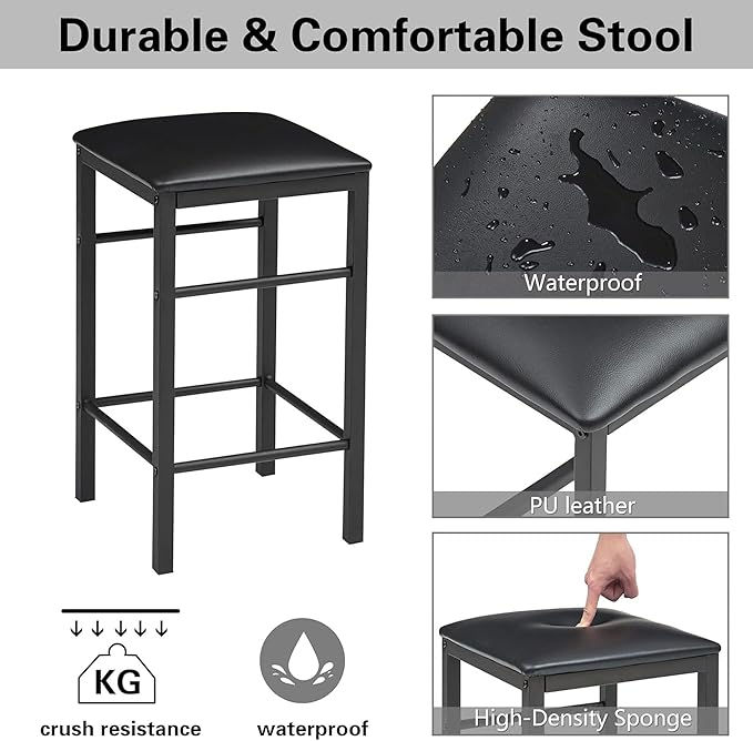 VECELO 3 Piece Dining Table Set for 2, Kitchen Table Set with 2 Chairs for Small Space, Space-Saving and Modern Design, Apartment, Easy to Assemble,Classic Brown