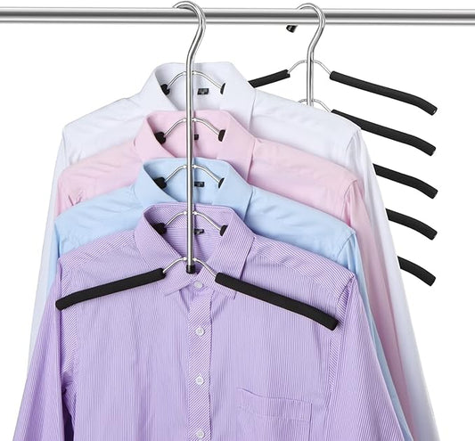 DOIOWN Blouse & Shirt Hangers - Non Slip Space Saving Stainless Steel Closet Organizer (2 Pack)
