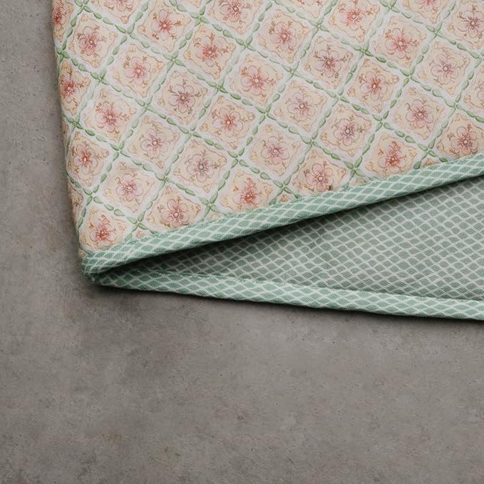 Maison d' Hermine Double Oven Mitts 100% Cotton 7"x35" Double Oven Mitt Heat Resistant BBQ Cooking Gloves with Loop, Baking, Grilling, Home, Kitchen, Handling Hot Pans Spring Summer (Easter Dew)