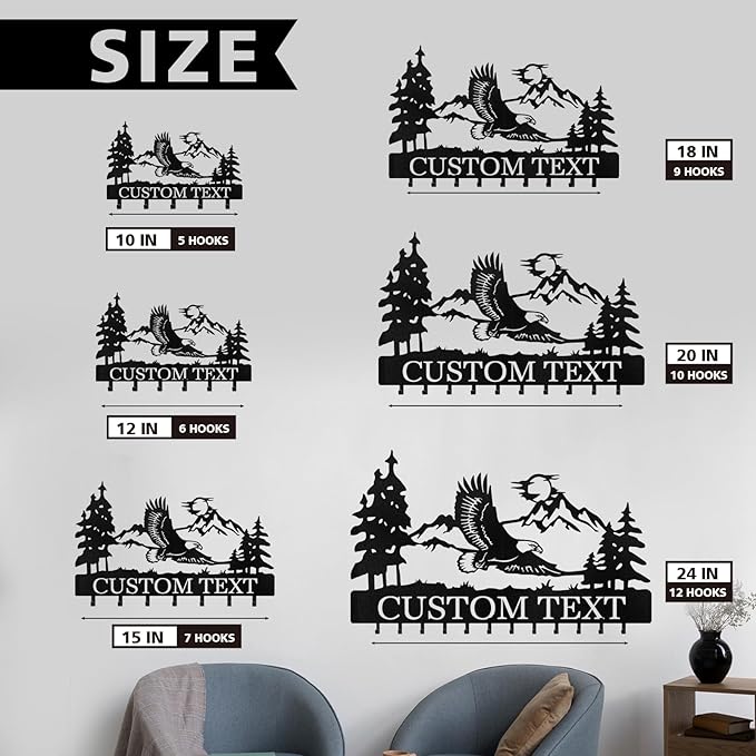 Personalized Eagle Key Holder Wall Mounted | Custom Name Metal Key Hooks for Organizer | Key Rack | Coat Rack | Home Metal Decor for Storage, Kitchen, Hallway, Bedroom, Office