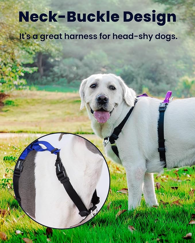 Non-Restrictive Dog Harness, Easy Walk Freedom No Pull Harness, Keep Balance, Neck-Buckle, Six Points Adjustment, 2 Leash Clips for Back and Front Clip (Red/Black, X-Small)