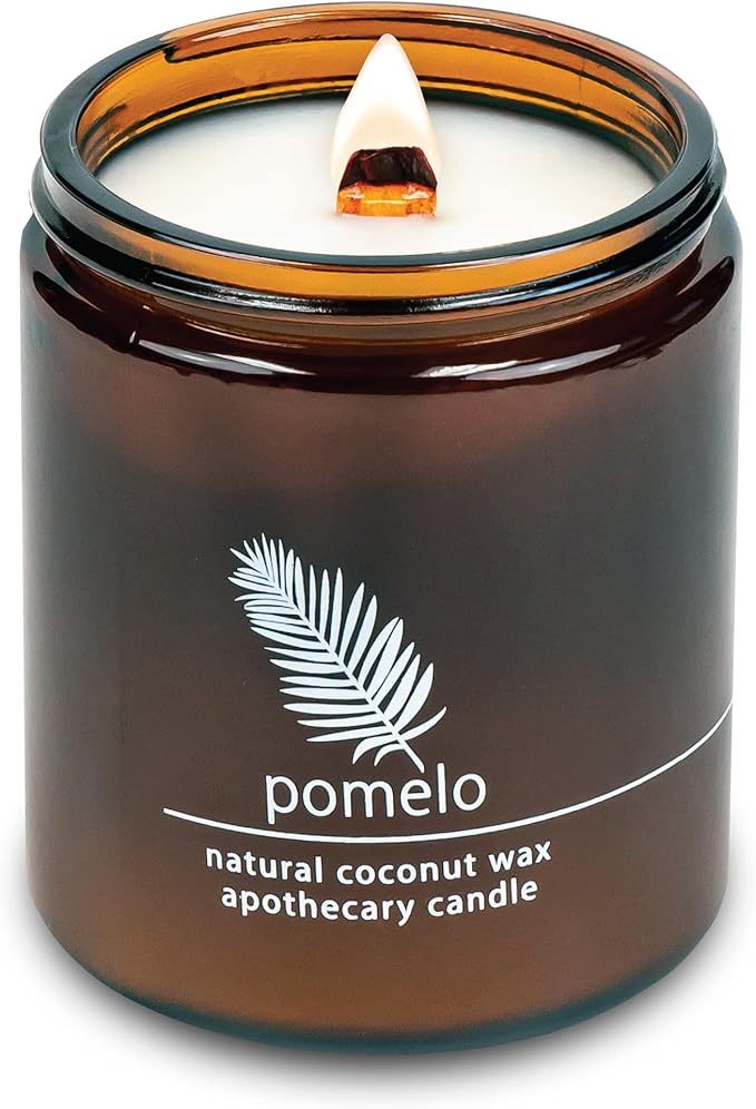 Hemlock Park Crackling Wood Wick Candle Handcrafted with Natural Coconut Wax (Standard 8 oz, Pomelo Citrus)