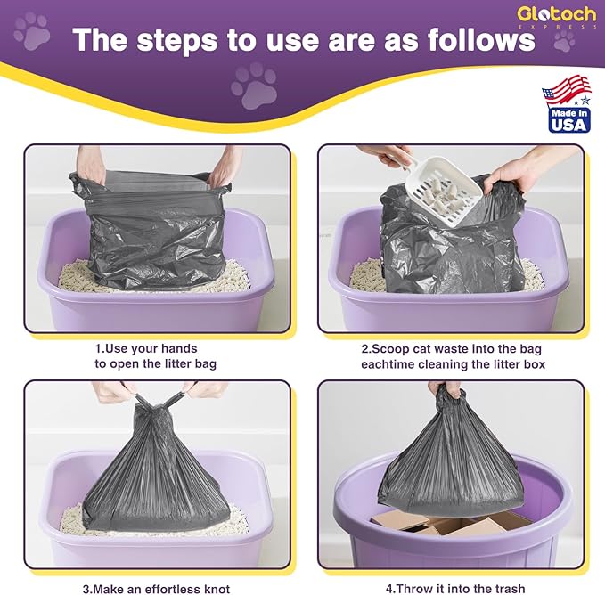 Glotoch 500 Count Economical Cat Litter Bags 4 Gallon Gray, Leak-Proof, Disposable Cat Waste Trash Bags for Pet Poop, Plastic T-shirt doggy bag for Kitty Garbage 12" x 6.5" x 21"