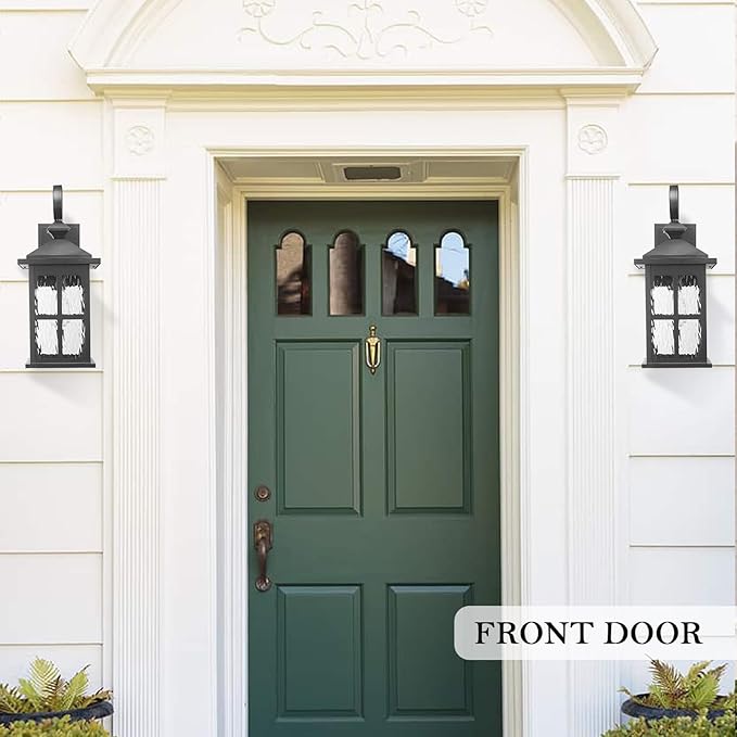 Darkaway Large Outdoor Light Fixtures Wall Mount, 21inch Outside Wall Lights Exterior Lighting Fixture with Water Ripple Glass Outdoor Sconce for House Porch Hallway Garage, 2Pack