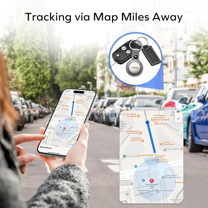 MOMAX Key Finder, Tracker Tag, Works with Apple Find My (iOS Only), Key Tracker with APP,Sound Location, Key Locator Tracker for Luggage, Suitcase, Wallet, Pet, Kid