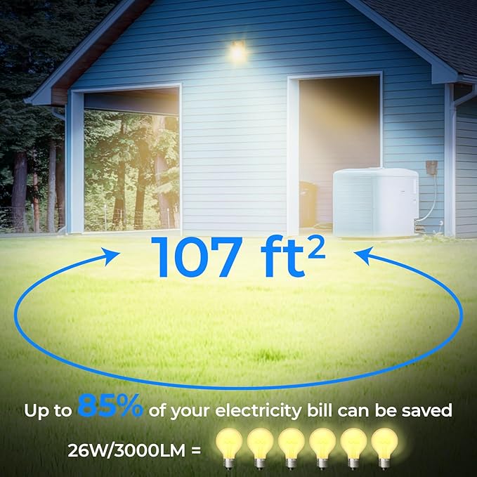 CINOTON 26W LED Wall Pack Light with Dusk to Dawn Sensor, 3000LM [100-277Vac] LED Wall Lights IP65 Waterproof Outdoor Security Flood Lighting for Yard Patio Barn Porch 3000K-Warm White 2 Pack