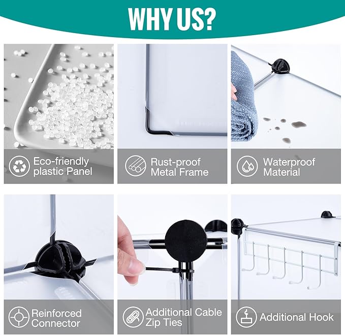 Cube Shelves, 12 Cubby Storage Organizer,DIY Closet Organizers and Storage Shelves for Bedroom,Stackable Closet Shelves for Clothing Storage,Book Shelf, Toy Organizers and Storage, Transparent White