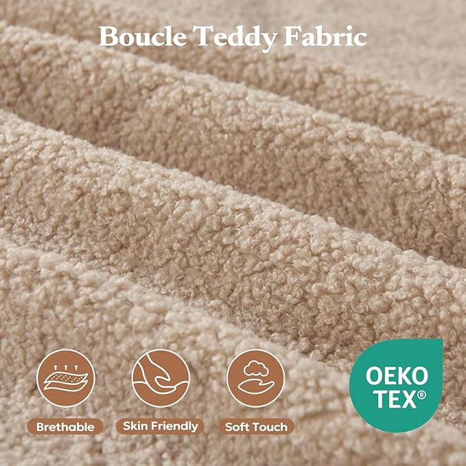 Loveseat Sofa, Cloud Modular Sofa Couch, Upholstered Floor Sofa with Deep Seat, Upholstered Foam Couch for Bedroom Living Room, No Assembly Required (Teddy Boucle, Camel)