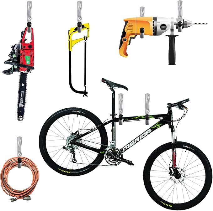 HOME MASTER HARDWARE 12 Pack 4-Inch Heavy Duty Garage Storage Wall Hooks, Steel J Utility Hooks for Hanging Ladders, Tools, Bikes, Grey