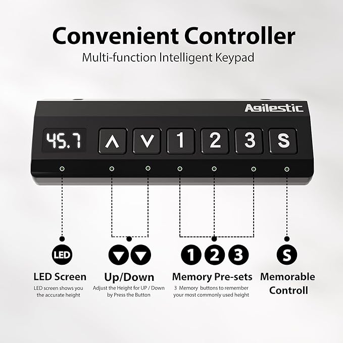 Agilestic L-Shaped Electric Standing Desk, 63x55 Inch Ergonomic Adjustable Height Desk with Storage, Stand Up Corner Desk Sit Stand Computer Table Power Outlet & LED Lights, Office Table, White