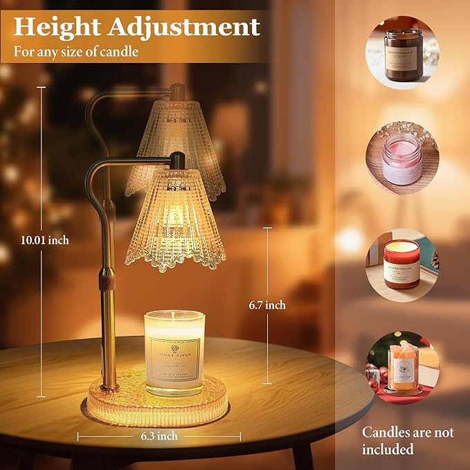 Candle Warmer Lamp with Timer Dimmable, Birthday Gifts for Women Mom, House Warming Gifts New Home Decor, Wax Melt Warmer for Jar Candles with 2 Bulbs