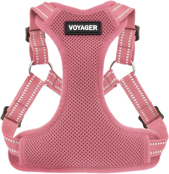 Best Pet Supplies Voyager Adjustable Dog Vest Harness Breathable No Pull Harness for Small, Medium, Large Dogs, Harness for Walking, Jogging, Easy Step-In, Reflective Stripes - Pink, M