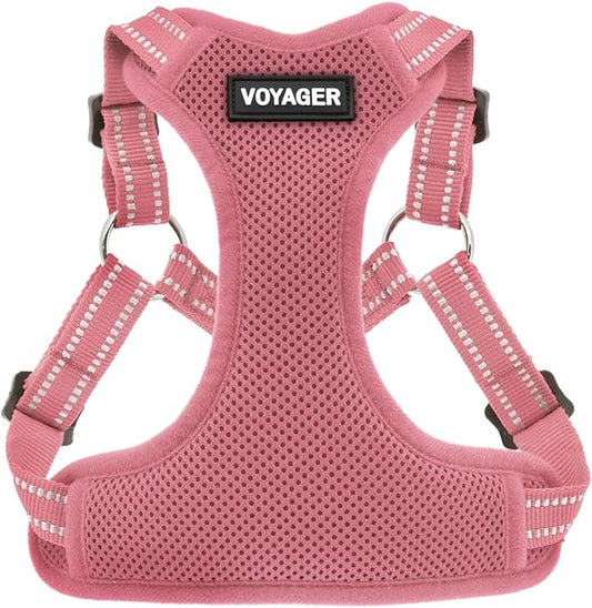 Best Pet Supplies Voyager Adjustable Dog Vest Harness Breathable No Pull Harness for Small, Medium, Large Dogs, Harness for Walking, Jogging, Easy Step-In, Reflective Stripes - Pink, M