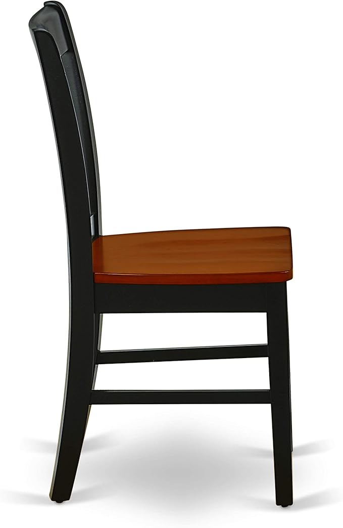 East West Furniture NFC-BCH-W Norfolk Dining Chairs - Slat Back Wood Seat Kitchen Chairs, Set of 2, Black & Cherry