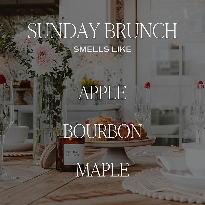 Sweet Water Decor Sunday Brunch Candle - Soy Apple, Bourbon, and Maple Candles for Home - 11oz White Jar, 50+ Hour Burn Time, Made in The USA - Summer Candle Decor