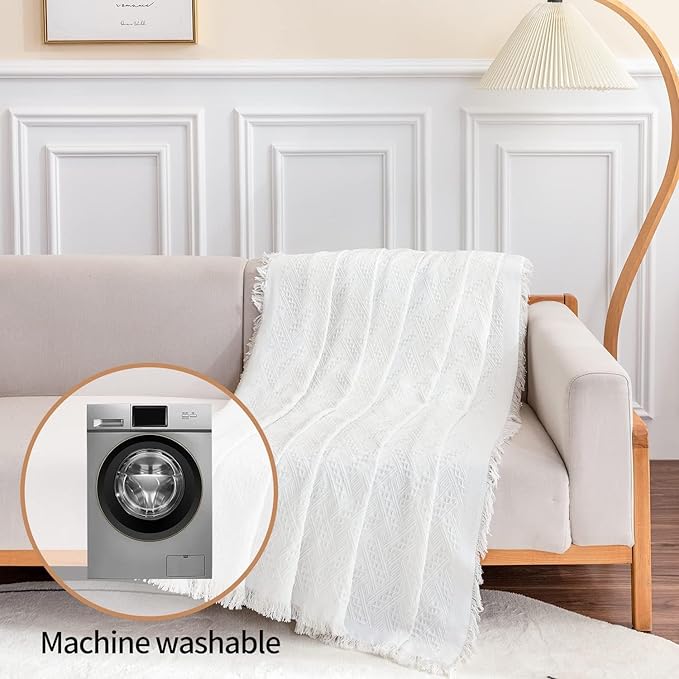 Deep Dream Sofa Cover, Sectional Couch Covers, Couch Covers for 3 Cushion Couch, Couch Cover for Dogs, Geometrical Jacquard Fabric Sofa Cover (XX-Large, 91" x 134", White)