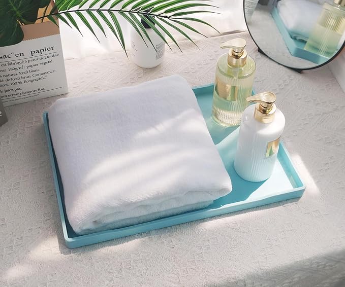 Blue Serving Tray (15 x 10.6 inch), Laegr Tray for Serving Accessory, Spa, Coffee, Drinks, Tea, Bar, Party, Seasoning, Perfume and Display Use.