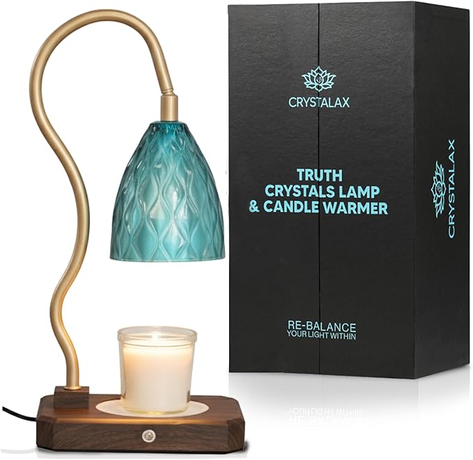 CRYSTALAX Candle Warmer Lamp with Kyanite Crystals – Luxury Flameless Candle Melting Lamp for Home Décor, Aromatherapy & Relaxation – Timer, Touch Sensor & 2 Bulbs with Luxury Gifting Packaging